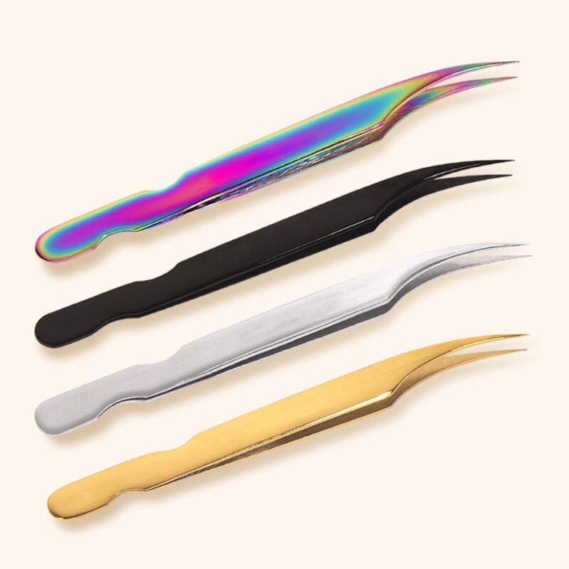 Eyelash Premium Tweezers - Curved 4-Color Set